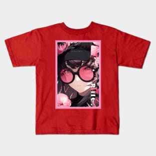 Aesthetic Anime Girl Pink Rosa Black | Quality Aesthetic Anime Design | Premium Chibi Manga Anime Art Kids T-Shirt